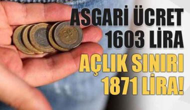 Türkiye’de açlık sınırı 1871 TL oldu