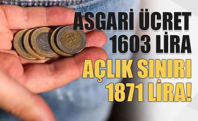 Türkiye’de açlık sınırı 1871 TL oldu